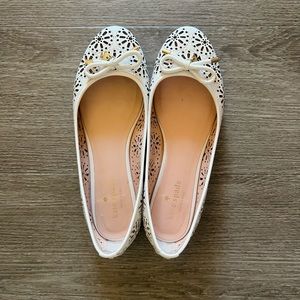 Kate Spade Walsy Laser Cut Out Vachetta Leather Floral Fireworks Flats 7M